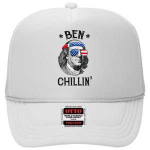 Ben Chillin 4th of July Ben Franklin USA Independence Flag High Crown Mesh Back Trucker Hat