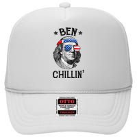 Ben Chillin 4th of July Ben Franklin USA Independence Flag High Crown Mesh Back Trucker Hat