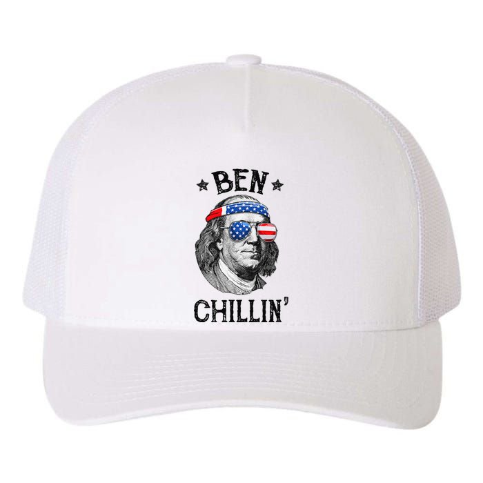 Ben Chillin 4th of July Ben Franklin USA Independence Flag Yupoong Adult 5-Panel Trucker Hat