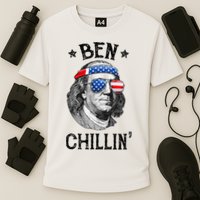 Ben Chillin 4th of July Ben Franklin USA Independence Flag Performance Shirt
