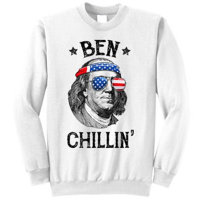 Ben Chillin 4th of July Ben Franklin USA Independence Flag Sweatshirt