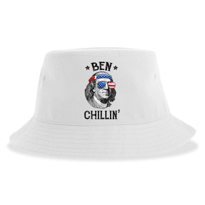 Ben Chillin 4th of July Ben Franklin USA Independence Flag Sustainable Bucket Hat