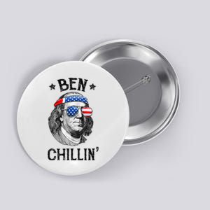 Ben Chillin 4th of July Ben Franklin USA Independence Flag Button