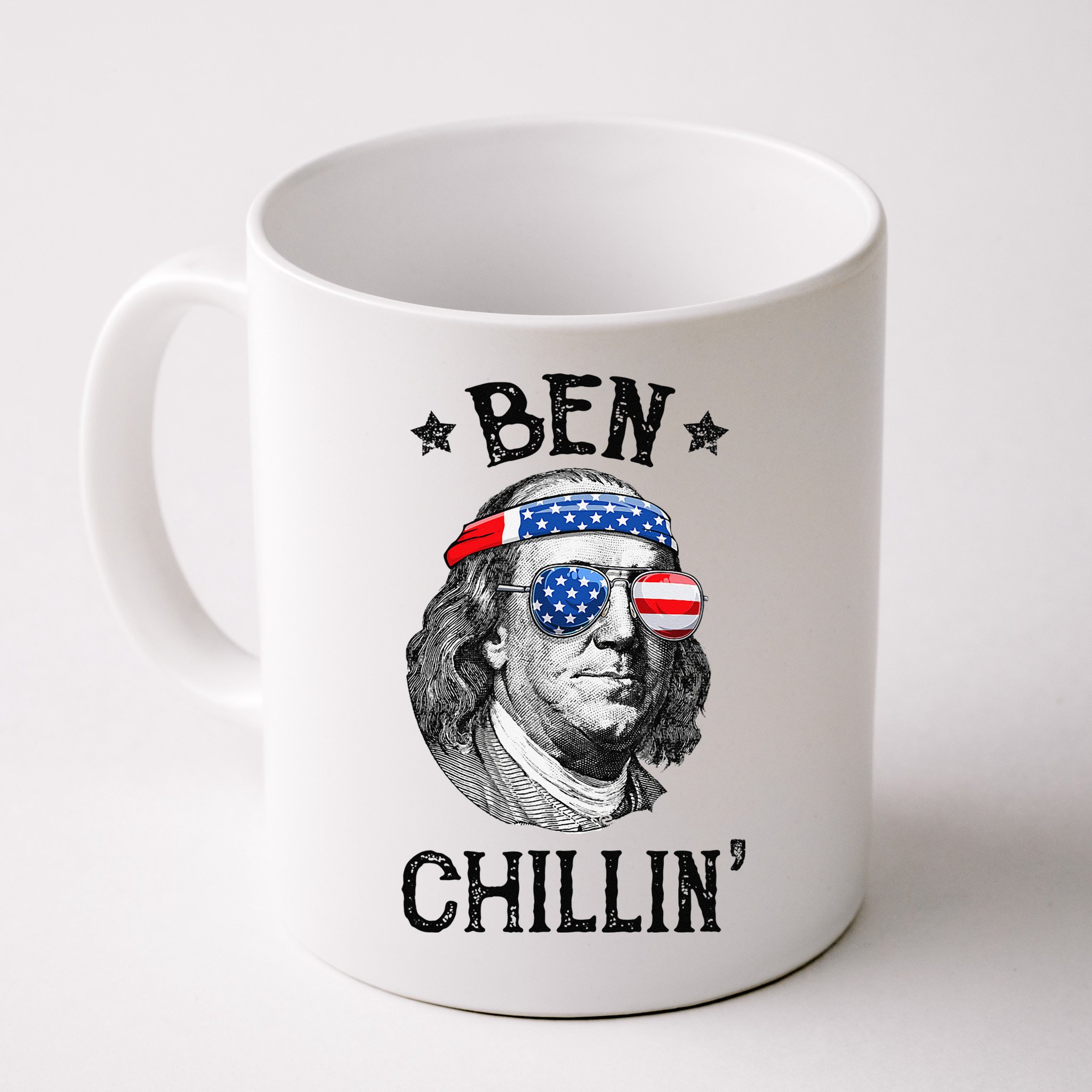 Ben Chillin 4th of July Ben Franklin USA Independence Flag Mug