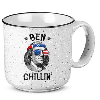 Ben Chillin 4th of July Ben Franklin USA Independence Flag 15oz Campfire Ceramic Mug