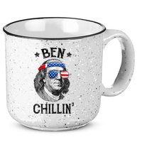 Ben Chillin 4th of July Ben Franklin USA Independence Flag 15oz Campfire Ceramic Mug