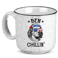 Ben Chillin 4th of July Ben Franklin USA Independence Flag 15oz Campfire Ceramic Mug