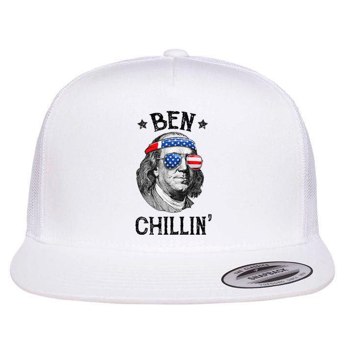 Ben Chillin 4th of July Ben Franklin USA Independence Flag Flat Bill Trucker Hat