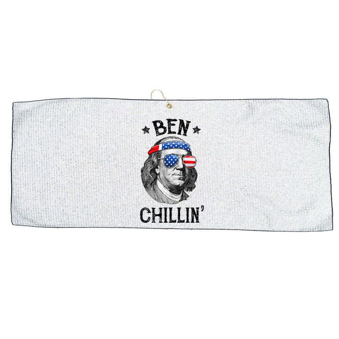 Ben Chillin 4th of July Ben Franklin USA Independence Flag Large Microfiber Waffle Golf Towel