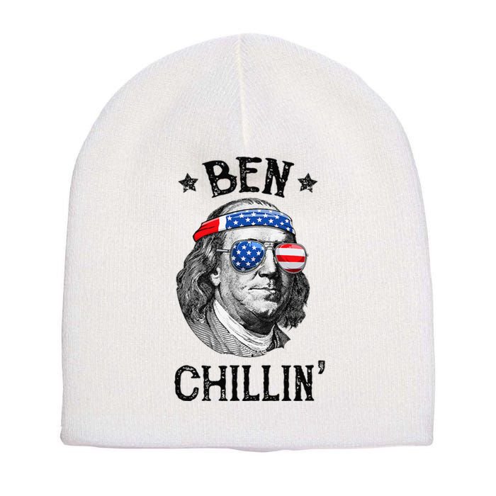 Ben Chillin 4th of July Ben Franklin USA Independence Flag Short Acrylic Beanie