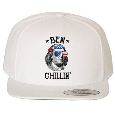 Ben Chillin 4th of July Ben Franklin USA Independence Flag Wool Snapback Cap