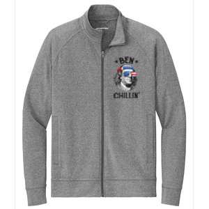 Ben Chillin 4th of July Ben Franklin USA Independence Flag Stretch Full-Zip Cadet Jacket