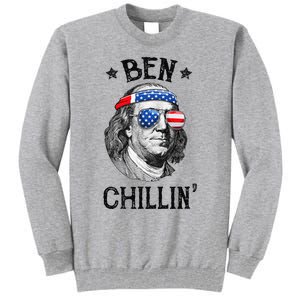 Ben Chillin 4th of July Ben Franklin USA Independence Flag Tall Sweatshirt