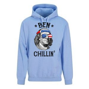 Ben Chillin 4th of July Ben Franklin USA Independence Flag Unisex Surf Hoodie