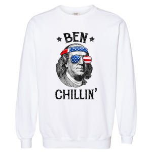 Ben Chillin 4th of July Ben Franklin USA Independence Flag Garment-Dyed Sweatshirt