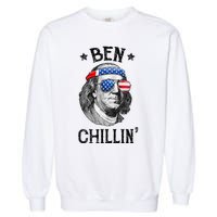 Ben Chillin 4th of July Ben Franklin USA Independence Flag Garment-Dyed Sweatshirt