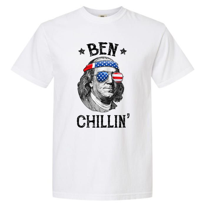 Ben Chillin 4th of July Ben Franklin USA Independence Flag Garment-Dyed Heavyweight T-Shirt