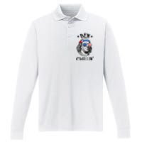 Ben Chillin 4th of July Ben Franklin USA Independence Flag Performance Long Sleeve Polo