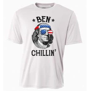 Ben Chillin 4th of July Ben Franklin USA Independence Flag Cooling Performance Crew T-Shirt