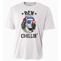 Ben Chillin 4th of July Ben Franklin USA Independence Flag Cooling Performance Crew T-Shirt