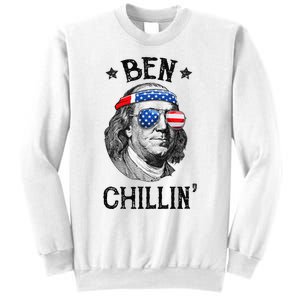 Ben Chillin 4th of July Ben Franklin USA Independence Flag Sweatshirt