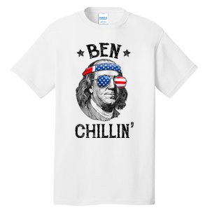 Ben Chillin 4th of July Ben Franklin USA Independence Flag Tall T-Shirt