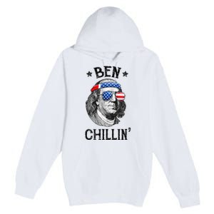 Ben Chillin 4th of July Ben Franklin USA Independence Flag Premium Pullover Hoodie