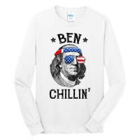 Ben Chillin 4th of July Ben Franklin USA Independence Flag Tall Long Sleeve T-Shirt