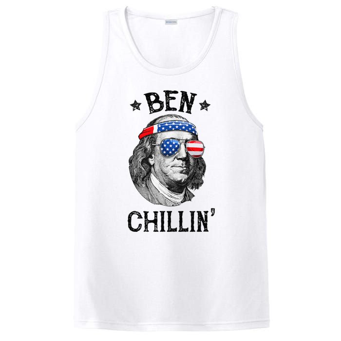 Ben Chillin 4th of July Ben Franklin USA Independence Flag PosiCharge Competitor Tank