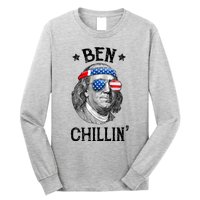 Ben Chillin 4th Of July Ben Franklin USA Independence Flag Long Sleeve Shirt