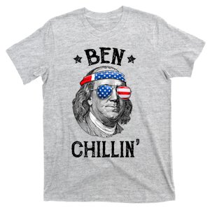 Ben Chillin 4th Of July Ben Franklin USA Independence Flag T-Shirt