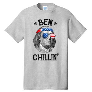 Ben Chillin 4th Of July Ben Franklin USA Independence Flag Tall T-Shirt