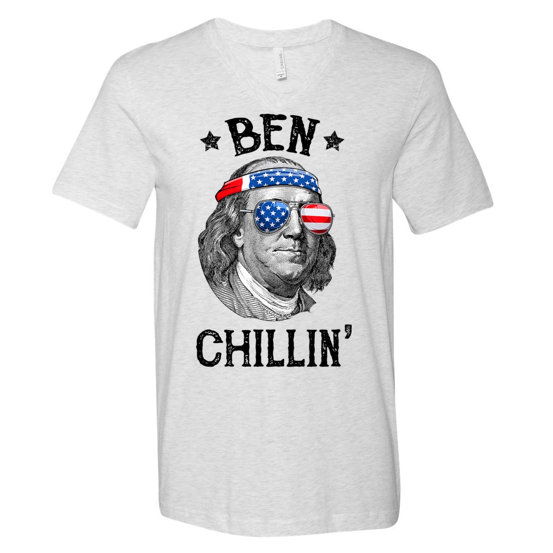 Ben Chillin 4th Of July Ben Franklin USA Independence Flag V-Neck T-Shirt