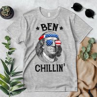 Ben Chillin 4th Of July Ben Franklin USA Independence Flag Premium T-Shirt