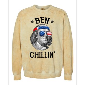 Ben Chillin 4th Of July Ben Franklin USA Independence Flag Colorblast Crewneck Sweatshirt