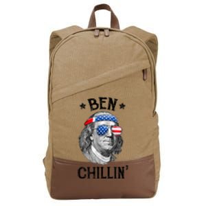 Ben Chillin 4th Of July Ben Franklin USA Independence Flag Cotton Canvas Backpack