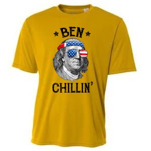 Ben Chillin 4th Of July Ben Franklin USA Independence Flag Cooling Performance Crew T-Shirt