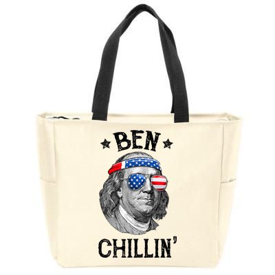 Ben Chillin 4th Of July Ben Franklin USA Independence Flag Zip Tote Bag
