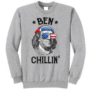 Ben Chillin 4th Of July Ben Franklin USA Independence Flag Sweatshirt