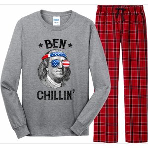 Ben Chillin 4th Of July Ben Franklin USA Independence Flag Long Sleeve Pajama Set