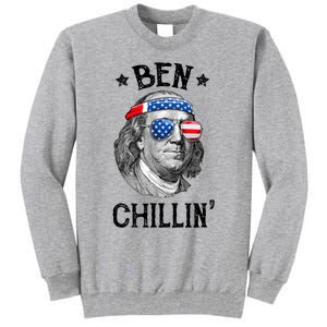 Ben Chillin 4th Of July Ben Franklin USA Independence Flag Tall Sweatshirt