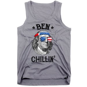 Ben Chillin 4th Of July Ben Franklin USA Independence Flag Tank Top