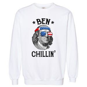 Ben Chillin 4th Of July Ben Franklin USA Independence Flag Garment-Dyed Sweatshirt