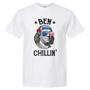 Ben Chillin 4th Of July Ben Franklin USA Independence Flag Garment-Dyed Heavyweight T-Shirt