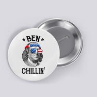 Ben Chillin 4th Of July Ben Franklin USA Independence Flag Button
