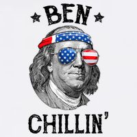 Ben Chillin 4th Of July Ben Franklin USA Independence Flag Button