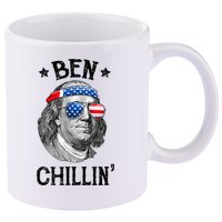 Ben Chillin 4th Of July Ben Franklin USA Independence Flag 11oz C Handle Ceramic Mug
