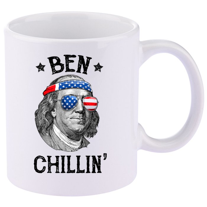 Ben Chillin 4th Of July Ben Franklin USA Independence Flag 11oz C Handle Ceramic Mug