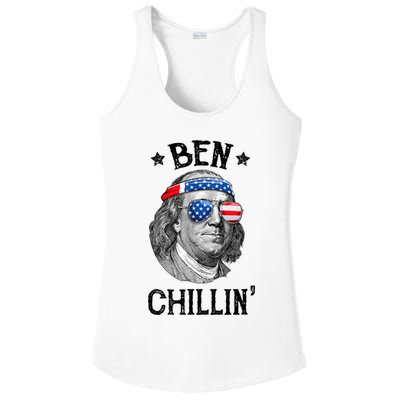 Ben Chillin 4th Of July Ben Franklin USA Independence Flag Ladies PosiCharge Competitor Racerback Tank
