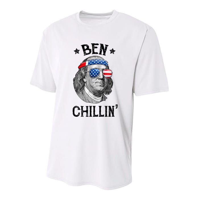 Ben Chillin 4th Of July Ben Franklin USA Independence Flag Youth Performance Sprint T-Shirt